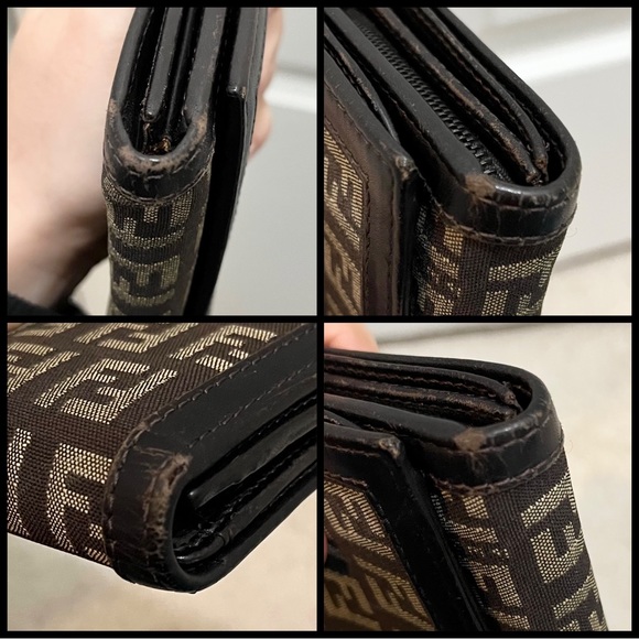 Fendi Brown Zucchino Vintage Small Trifold Wallet - Picture 16 of 17